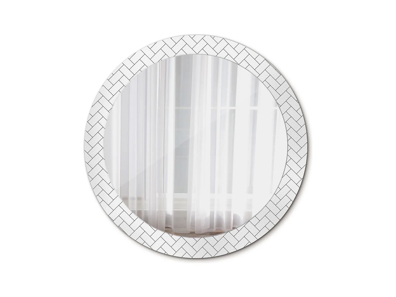 Miroir rond décoratif - Chevrons - 80 cm