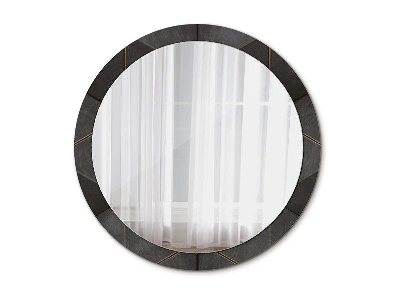Dekorativer runder Spiegel - Graue Dreiecke - 100 cm