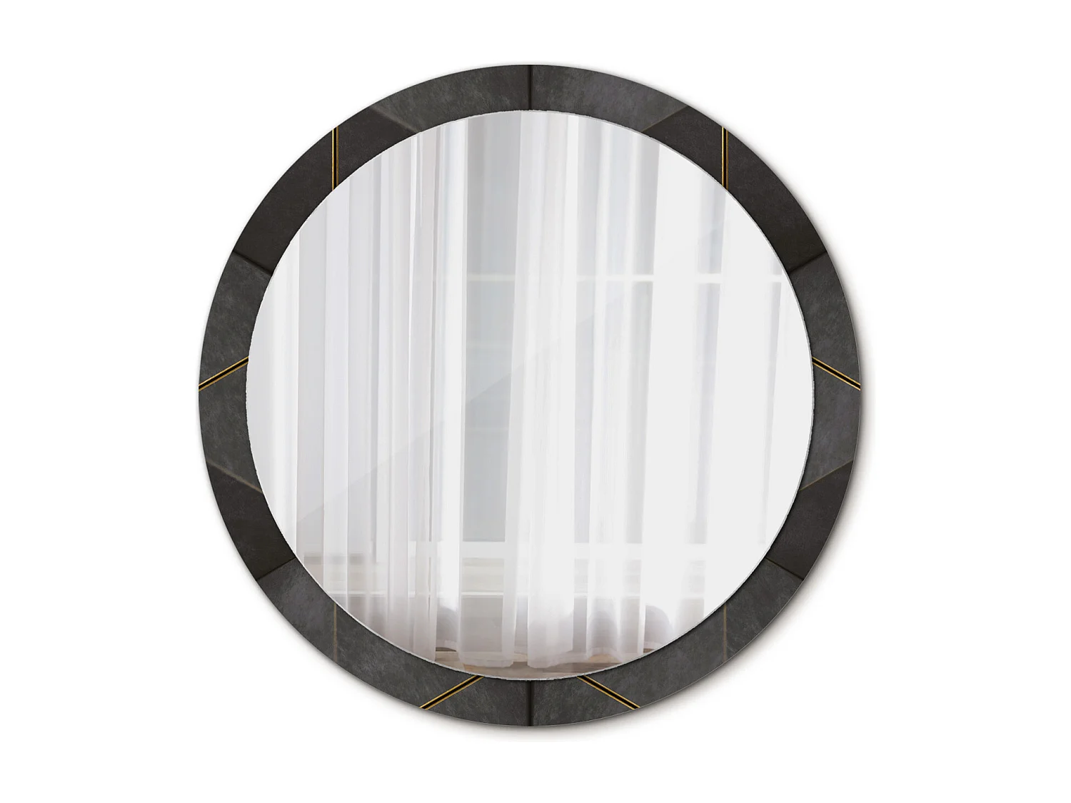 Dekorativer runder Spiegel - Graue Dreiecke - 100 cm