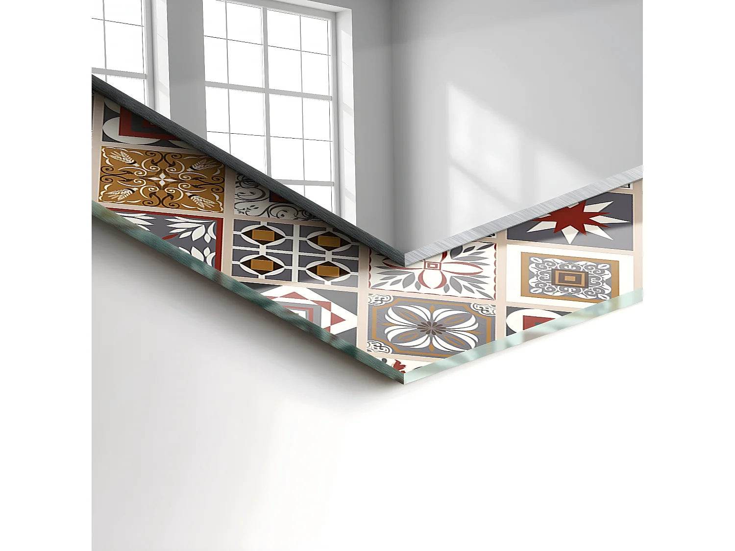 Dekorativer Spiegel mit Rahmen Bunte Fliesenmuster 60 x 60 cm