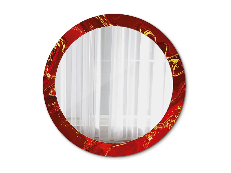 Runder dekorativer Spiegel - Roter Marmor - 80 cm