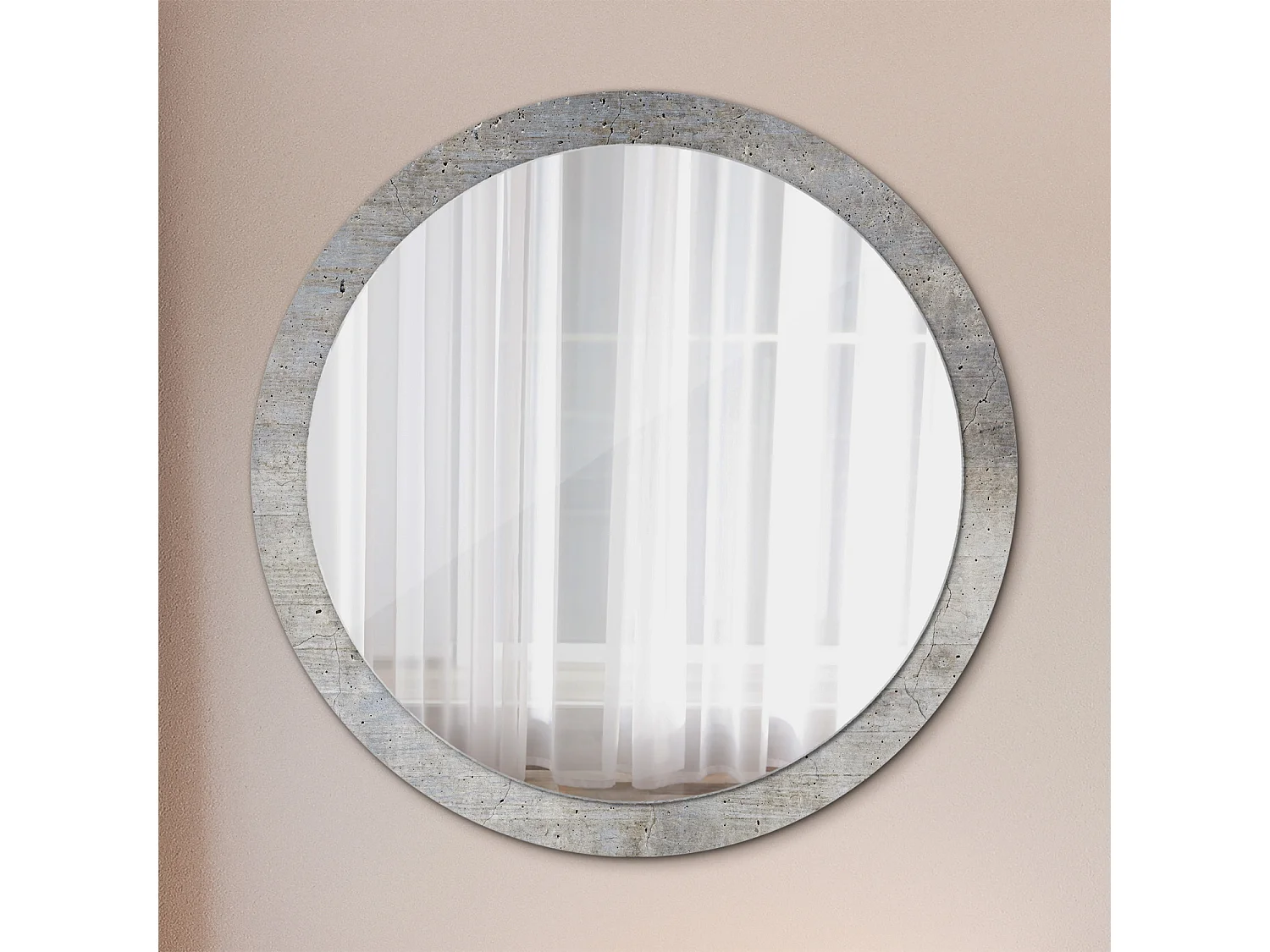 Ronde decoratieve spiegel - Grijs beton - 100 cm