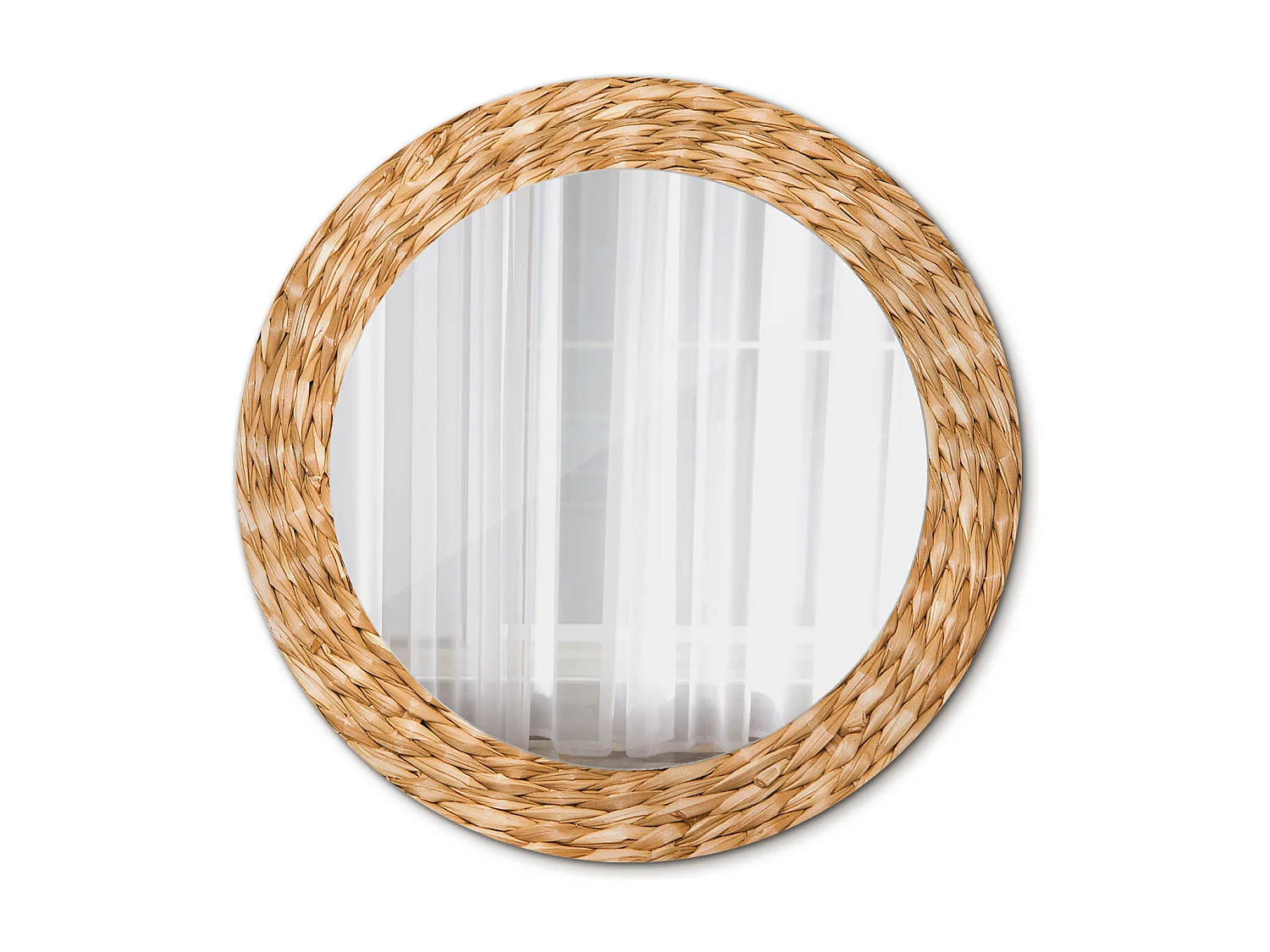 Runder dekorativer Spiegel - Korbmotiv - 60 cm