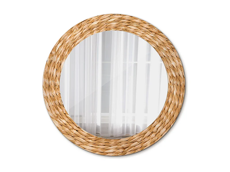 Runder dekorativer Spiegel - Korbmotiv - 60 cm