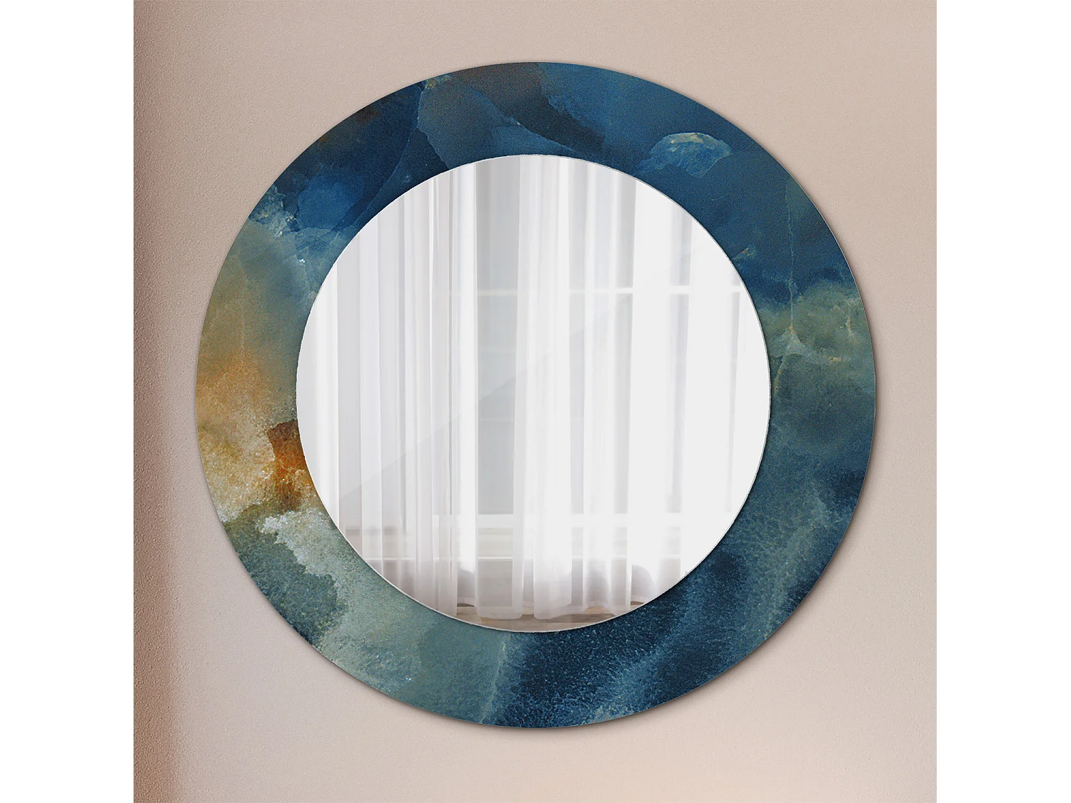 Ronde decoratieve spiegel - Onyx marmer - 50 cm