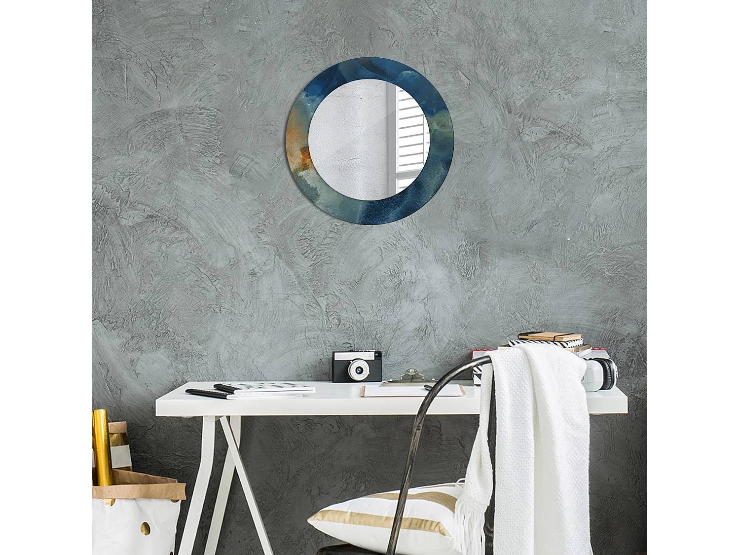 Runder dekorativer Spiegel – Onyx-Marmor – 50 cm