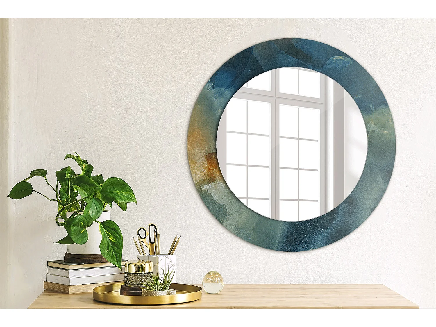 Runder dekorativer Spiegel – Onyx-Marmor – 50 cm