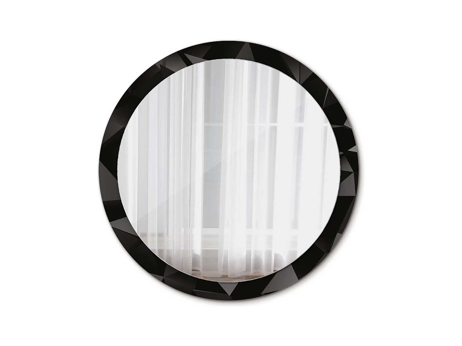Ronde decoratieve spiegel - Abstract Zwart - 100 cm