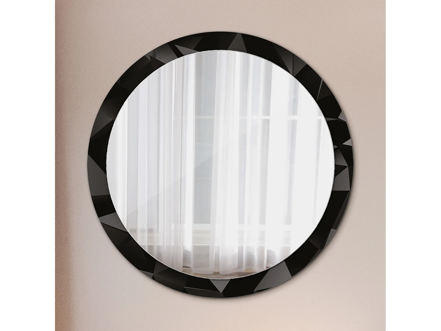 Runder dekorativer Spiegel - Abstraktes Schwarz - 100 cm
