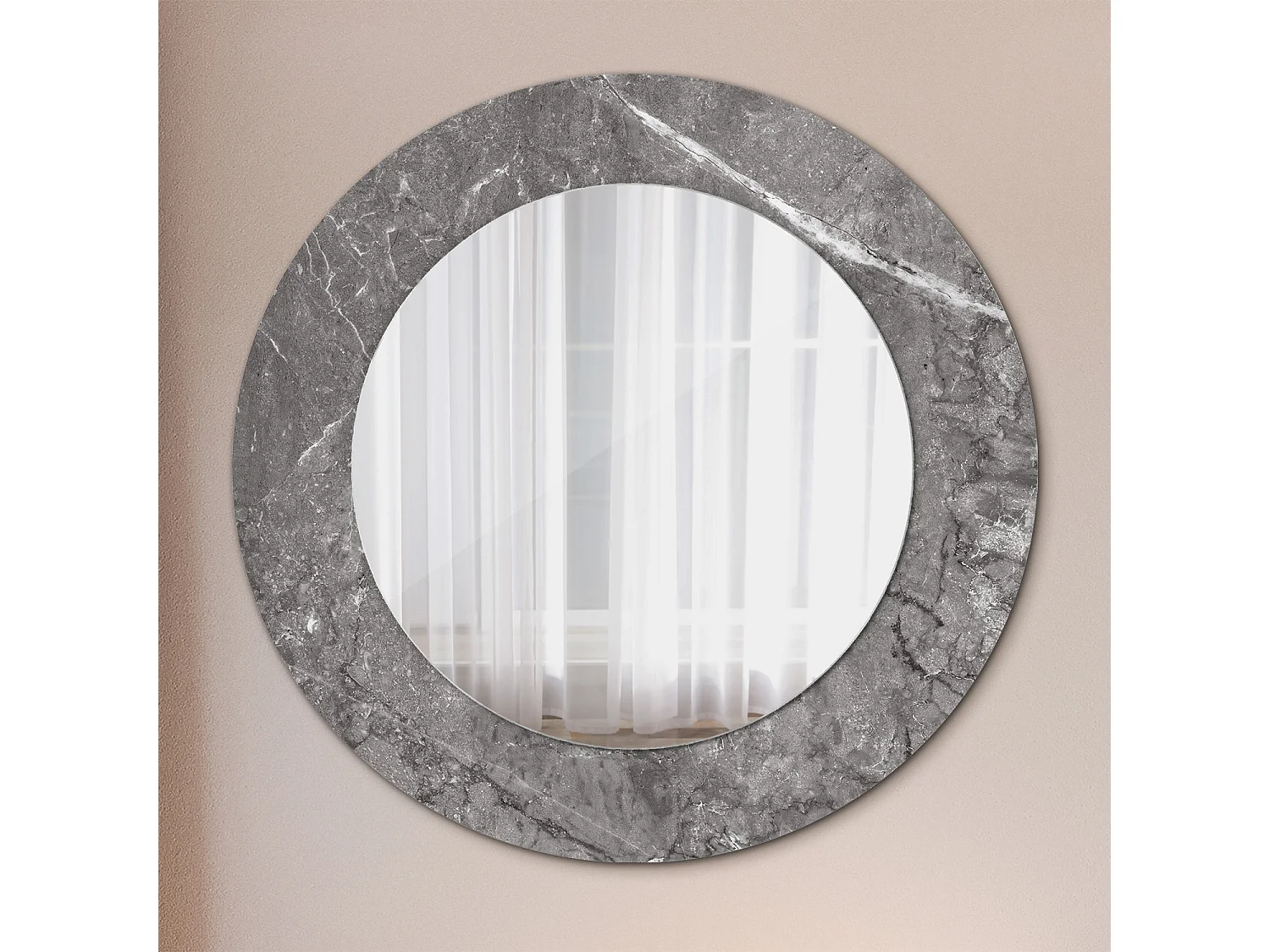 Miroir rond décoratif - Marbre rustique - 50 cm
