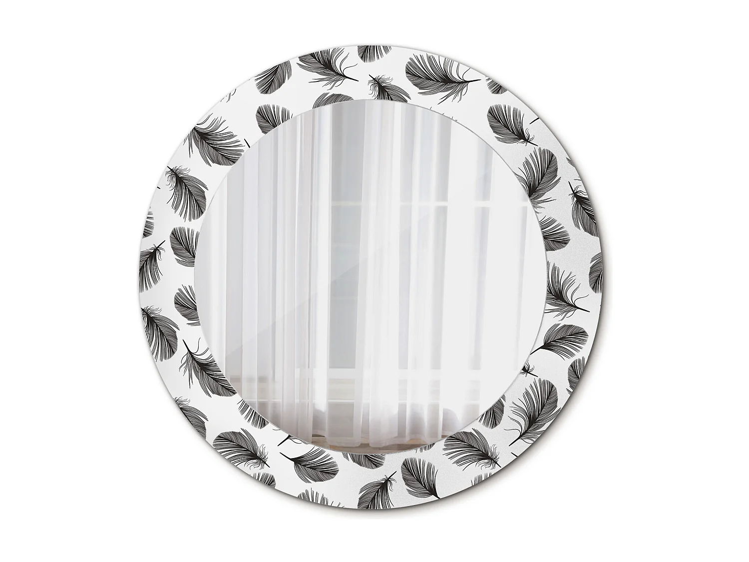 Dekorativer runder Spiegel - Federn - 60 cm