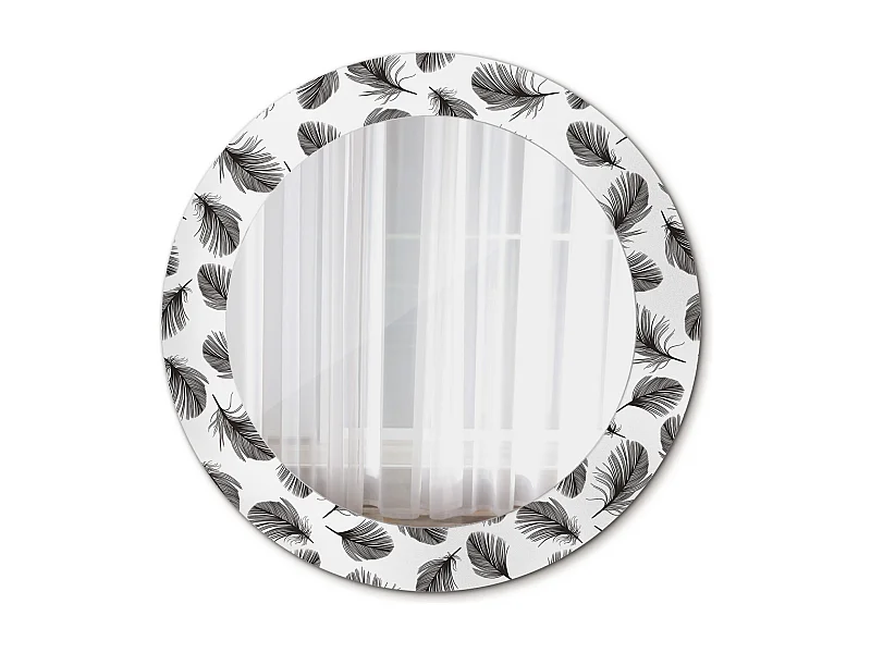 Dekorativer runder Spiegel - Federn - 60 cm
