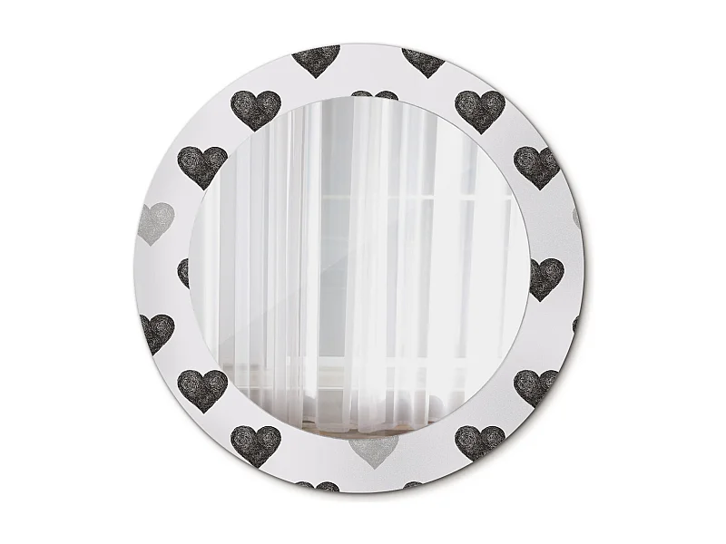 Miroir rond décoratif - Coeurs abstraits - 70 cm