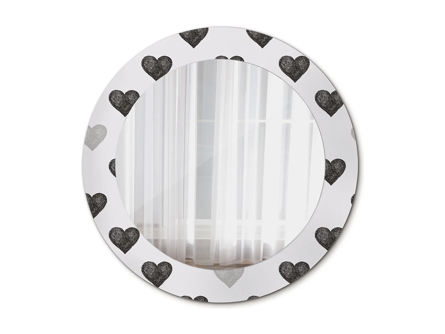 Miroir rond décoratif - Coeurs abstraits - 70 cm