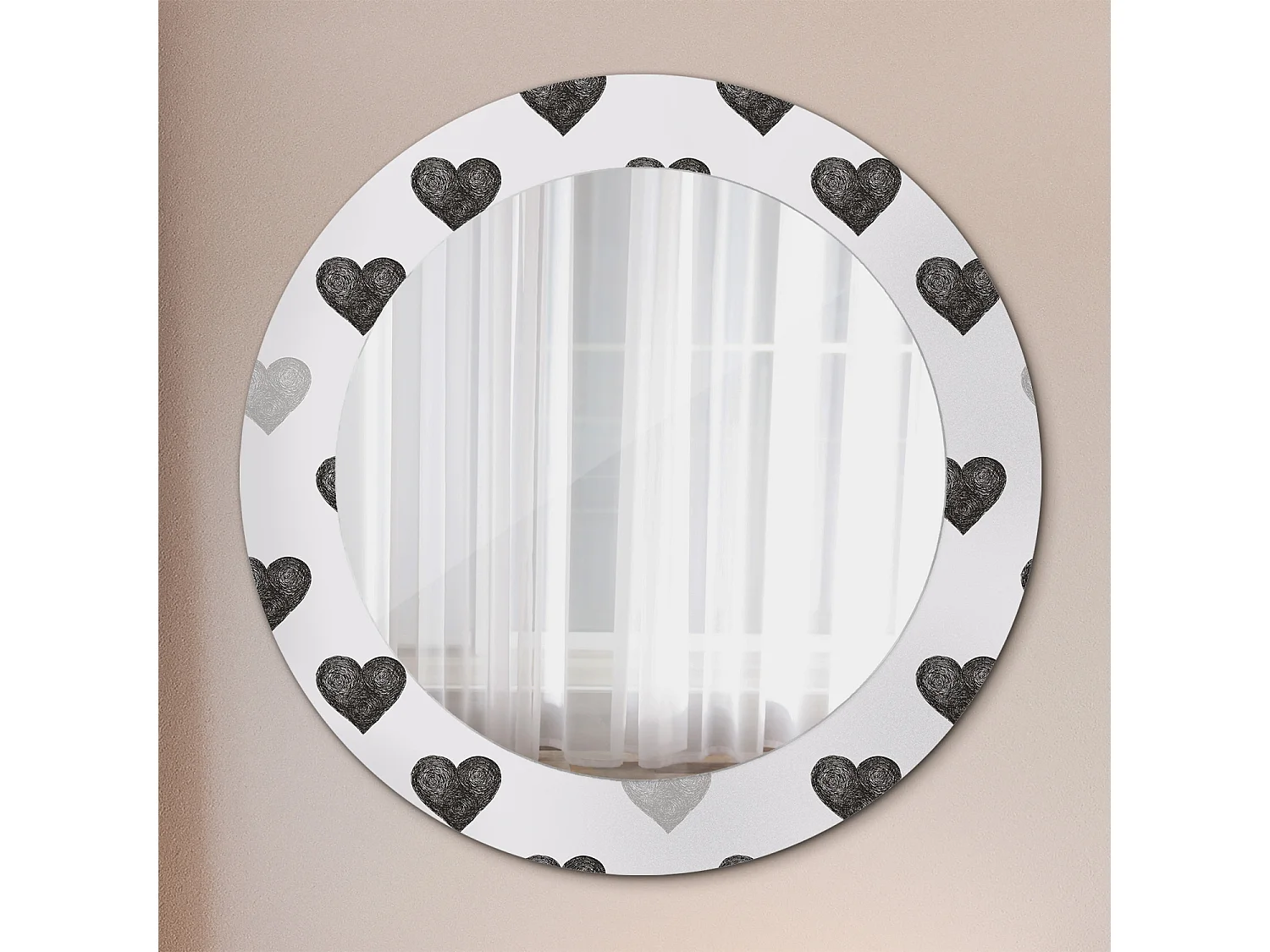Miroir rond décoratif - Coeurs abstraits - 70 cm