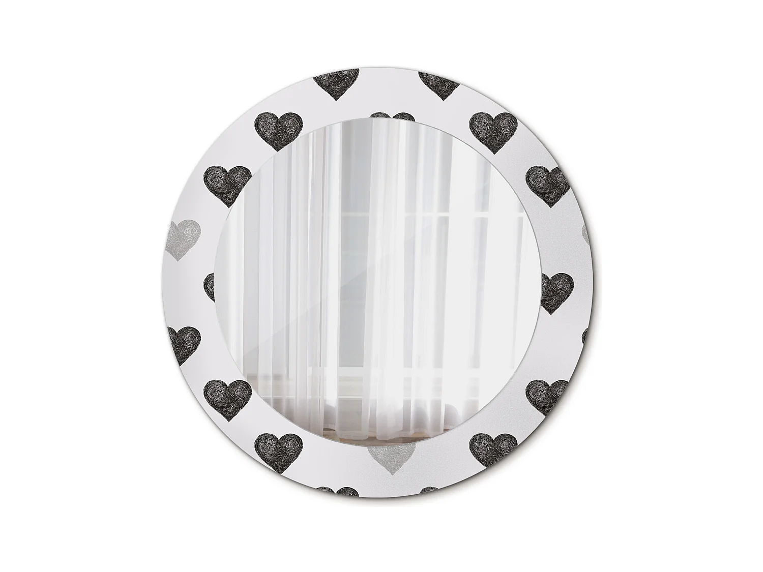 Specchio rotondo decorativo - Cuori astratti - 60 cm