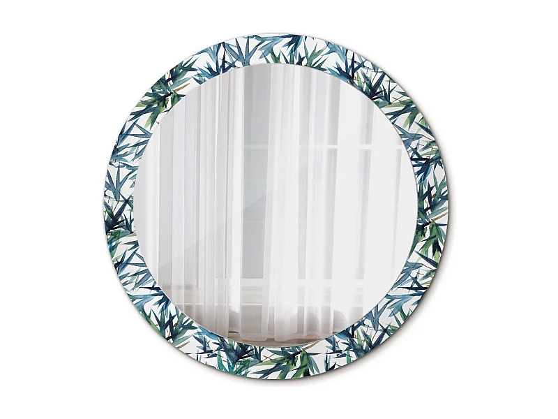 Miroir rond décoratif - Palmiers bleus - 80 cm
