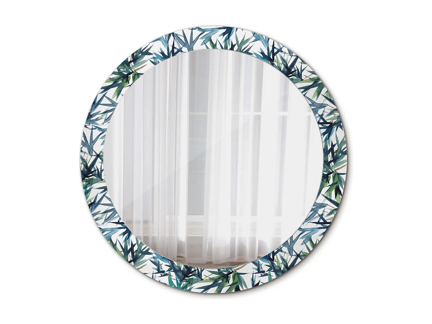 Miroir rond décoratif - Palmiers bleus - 80 cm