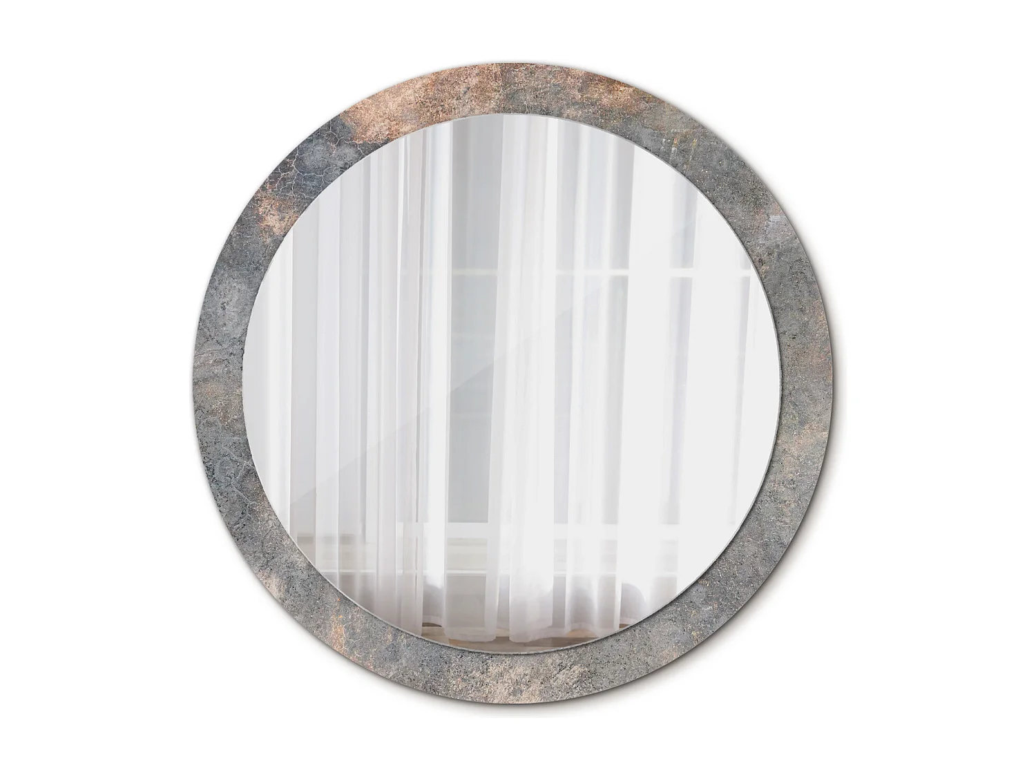 Dekorativer runder Spiegel - Vintage-Beton - 90 cm