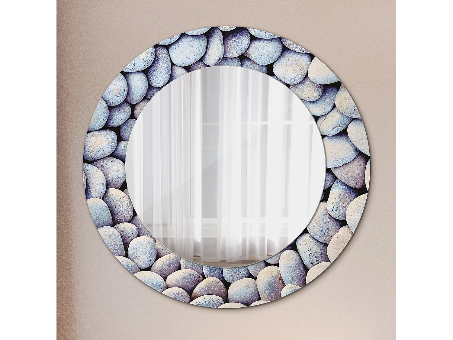 Dekorativer runder Spiegel – Meeressteinkreis – 50 cm