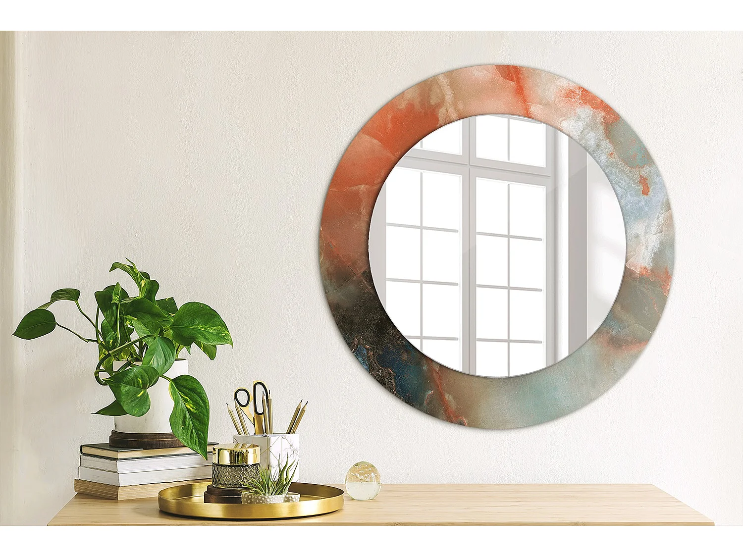 Runder dekorativer Spiegel – Onyx-Marmor – 50 cm