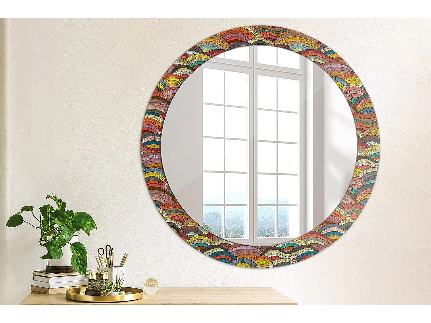 Miroir rond décoratif - Ornement - 80 cm