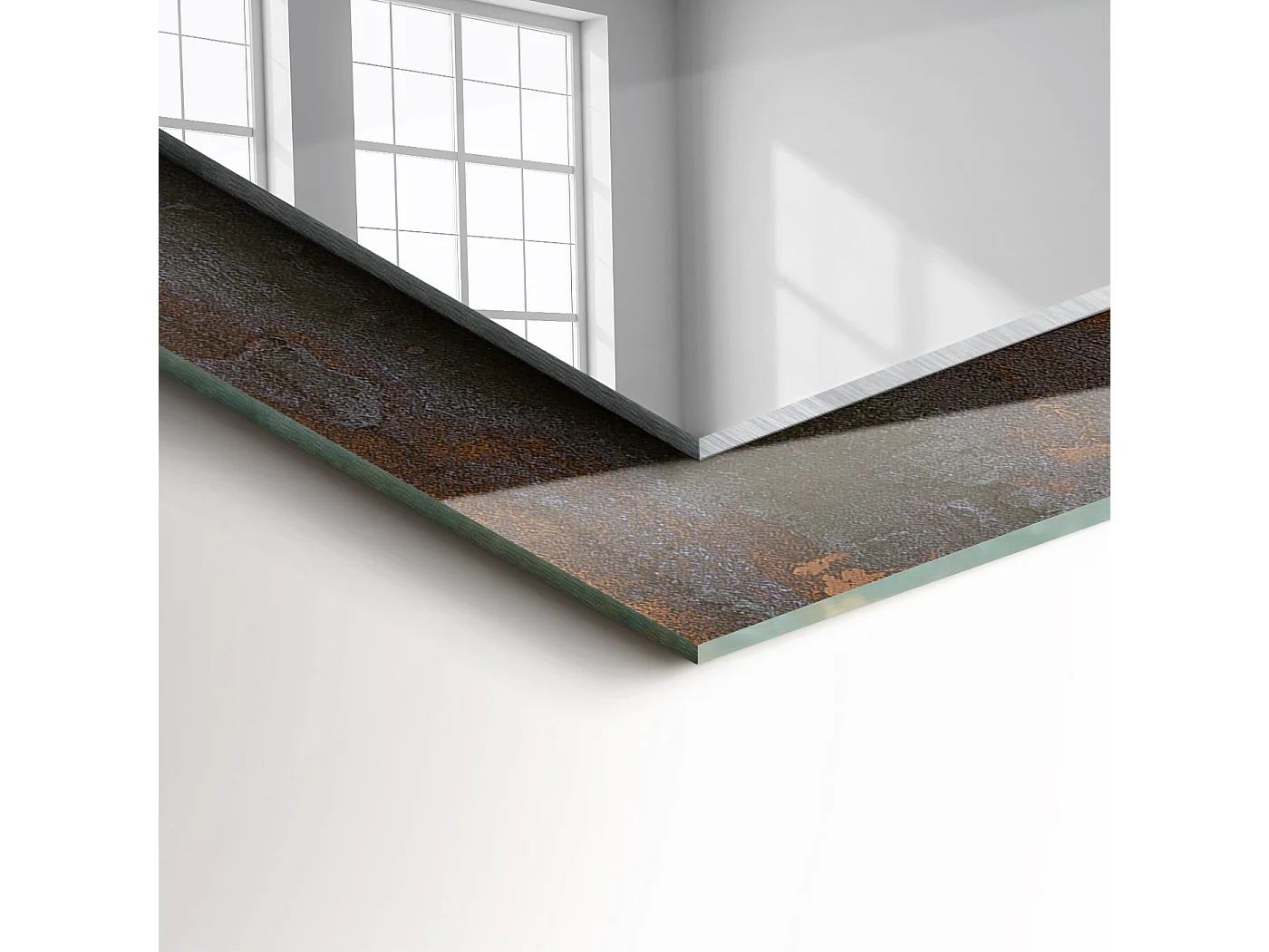 Specchio decorativo con cornice, metallo ruggine alla moda, 60 x 60 cm