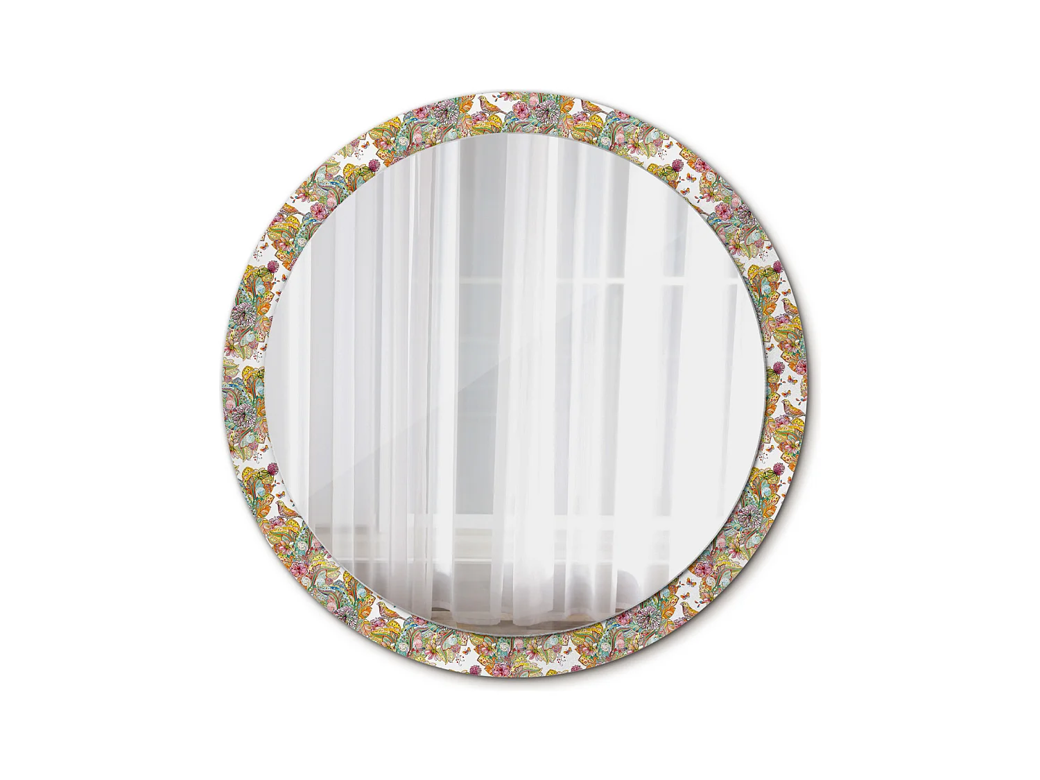 Ronde decoratieve spiegel - sprookjesbloemen - 100 cm