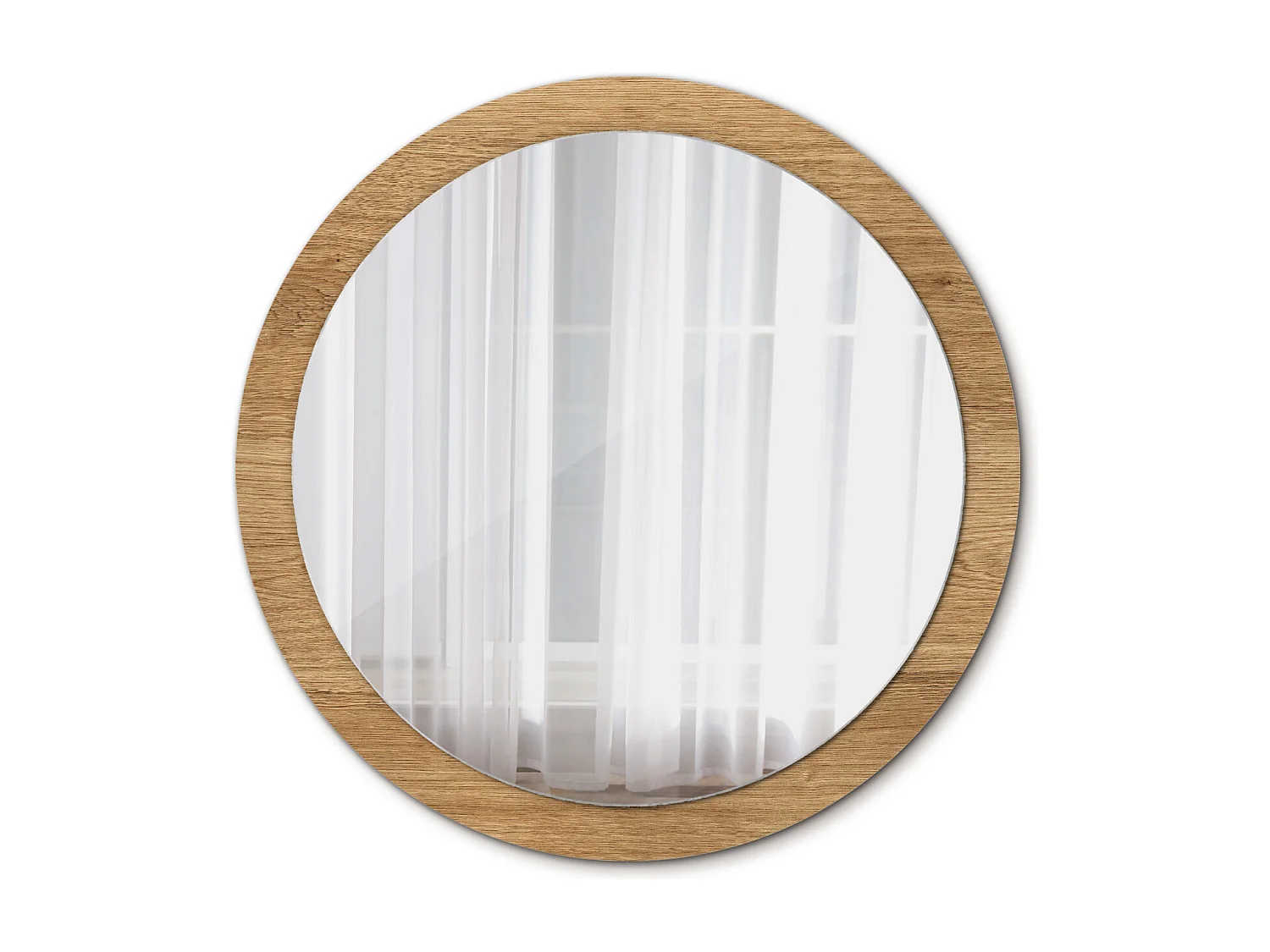Decoratieve ronde spiegel - houten structuur - 100 cm