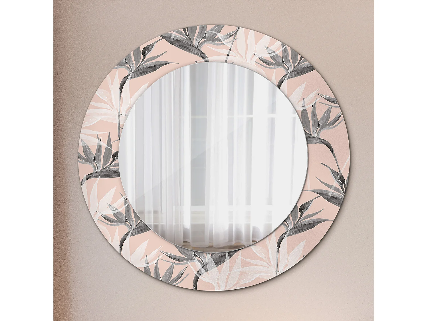Dekorativer runder Spiegel - Strelitzia - 50 cm