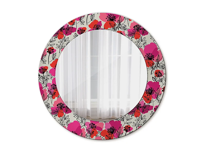 Runder dekorativer Spiegel - Pink Poppies - 50 cm