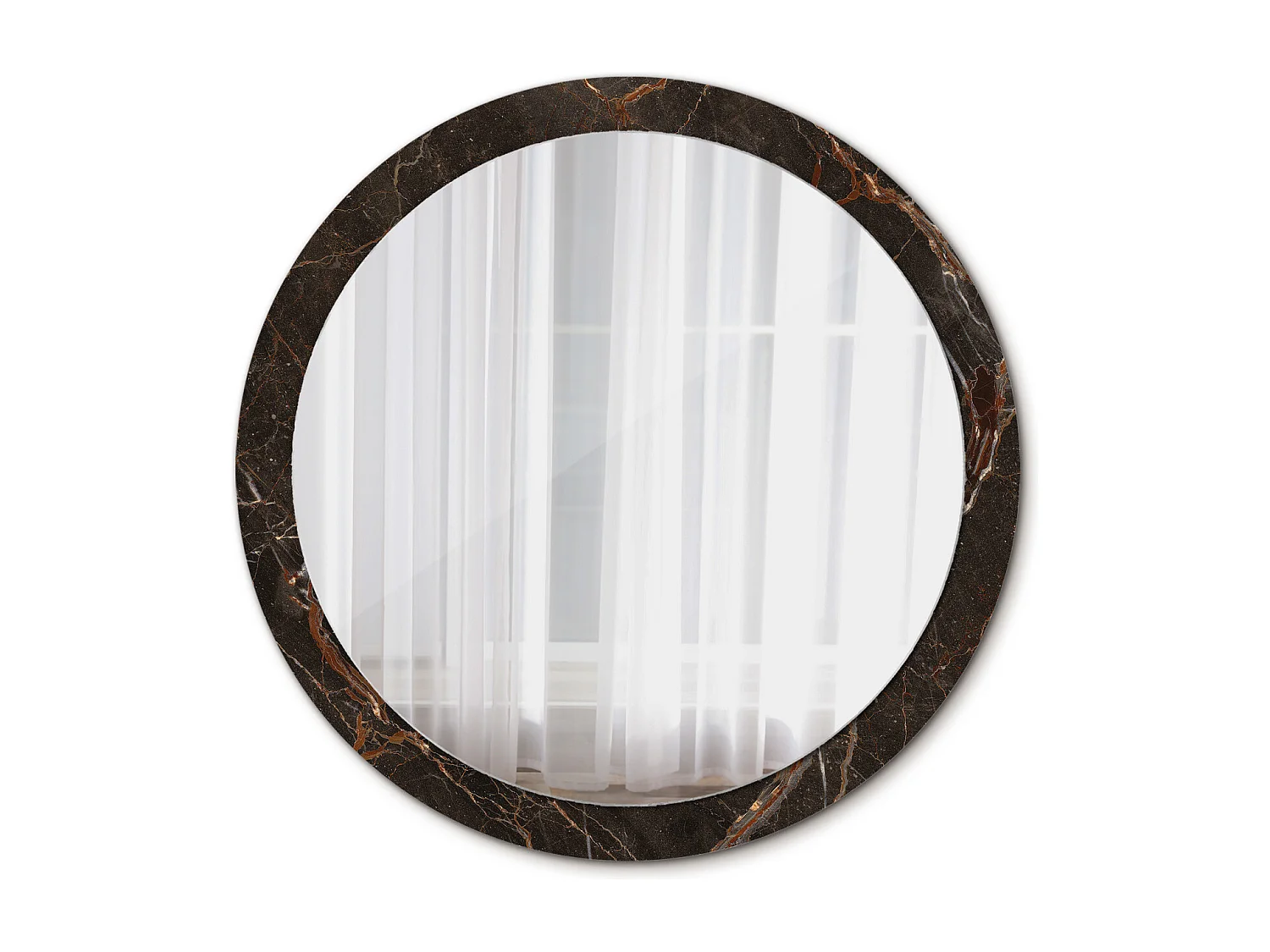 Miroir rond décoratif - Marbre marron - 100 cm
