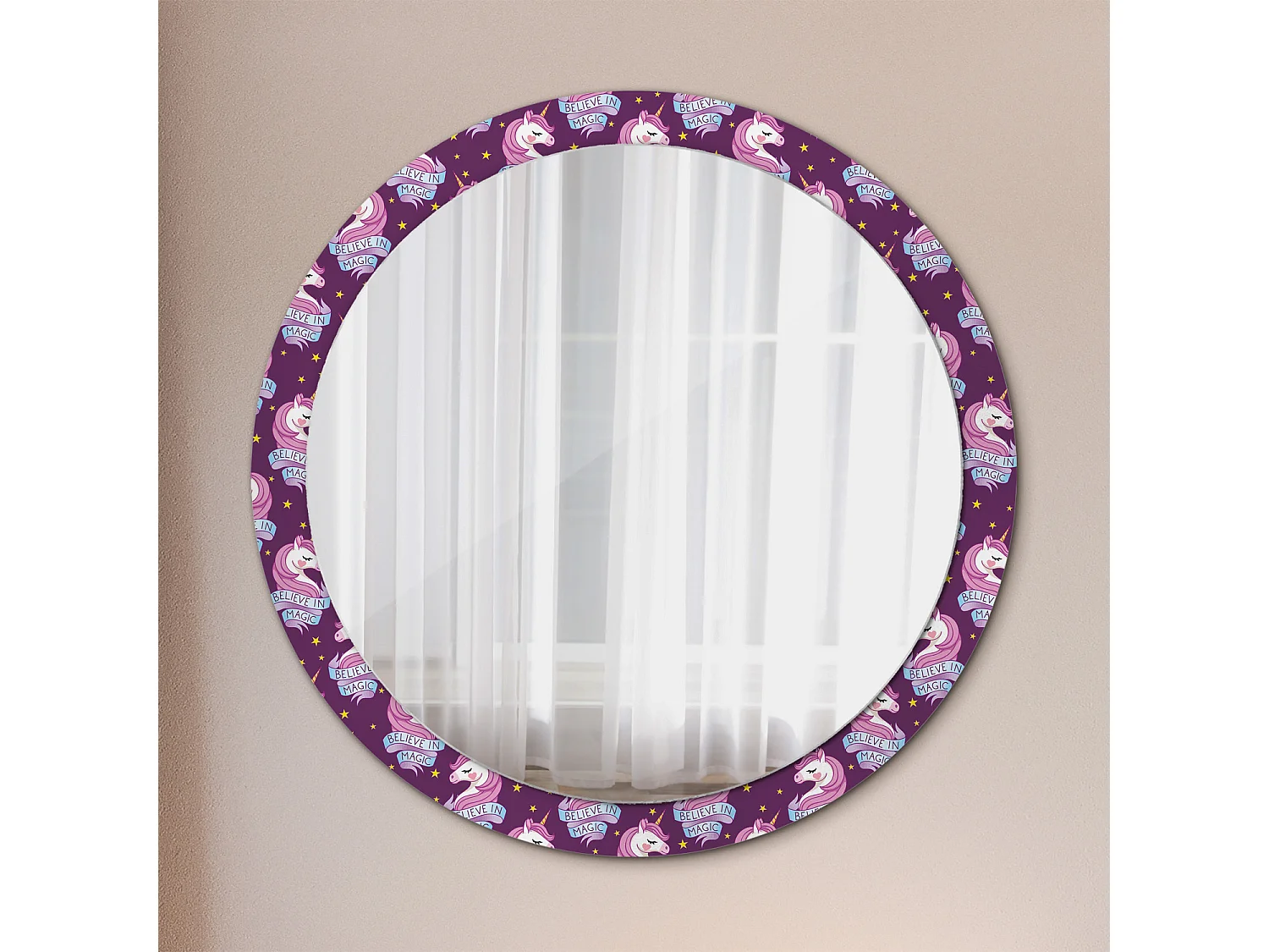 Runder dekorativer Spiegel - Einhornsterne - 100 cm