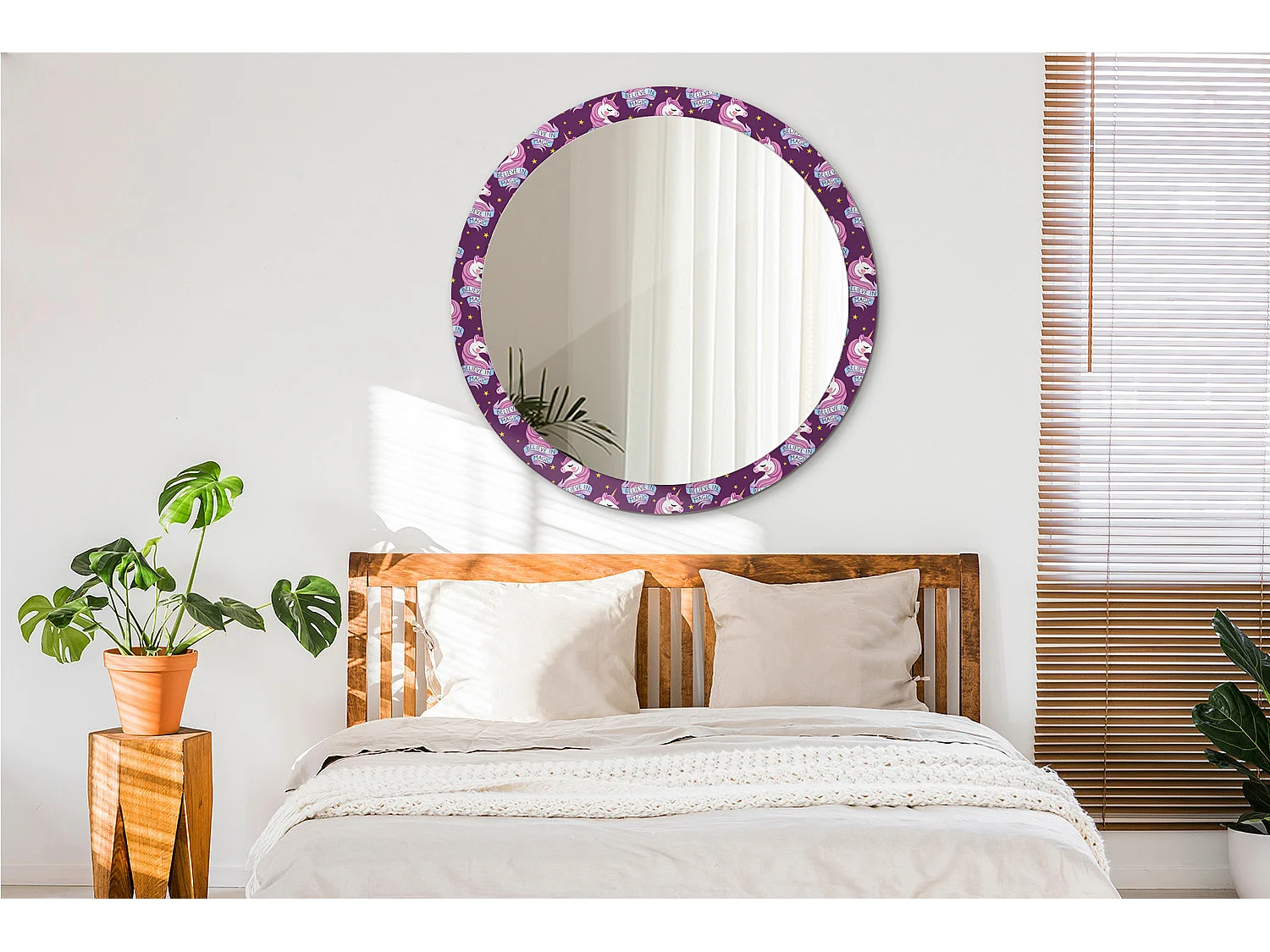 Runder dekorativer Spiegel - Einhornsterne - 100 cm