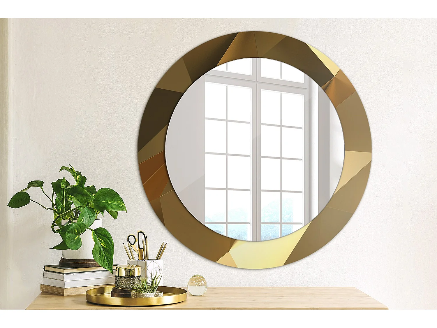 Dekorativer runder Spiegel - Geometrisches Muster - 60 cm