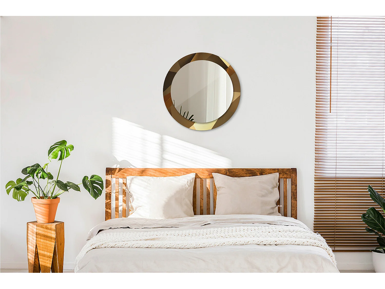 Dekorativer runder Spiegel - Geometrisches Muster - 60 cm