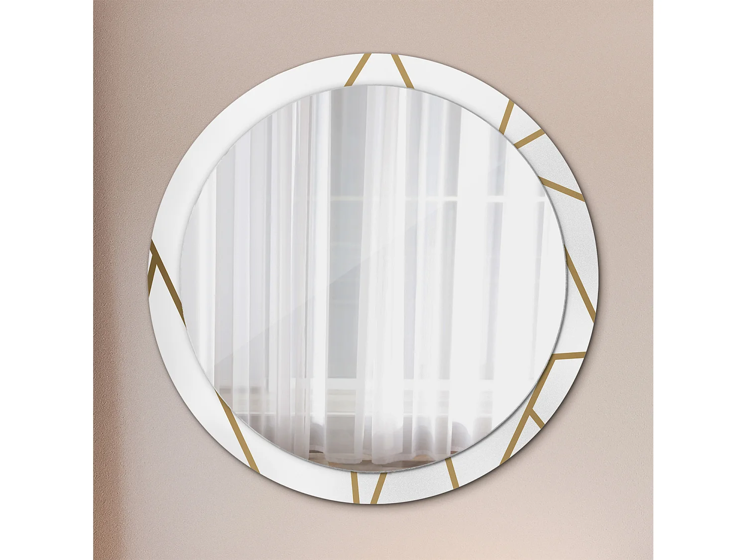 Runder dekorativer Spiegel - Lineare Komposition - 100 cm
