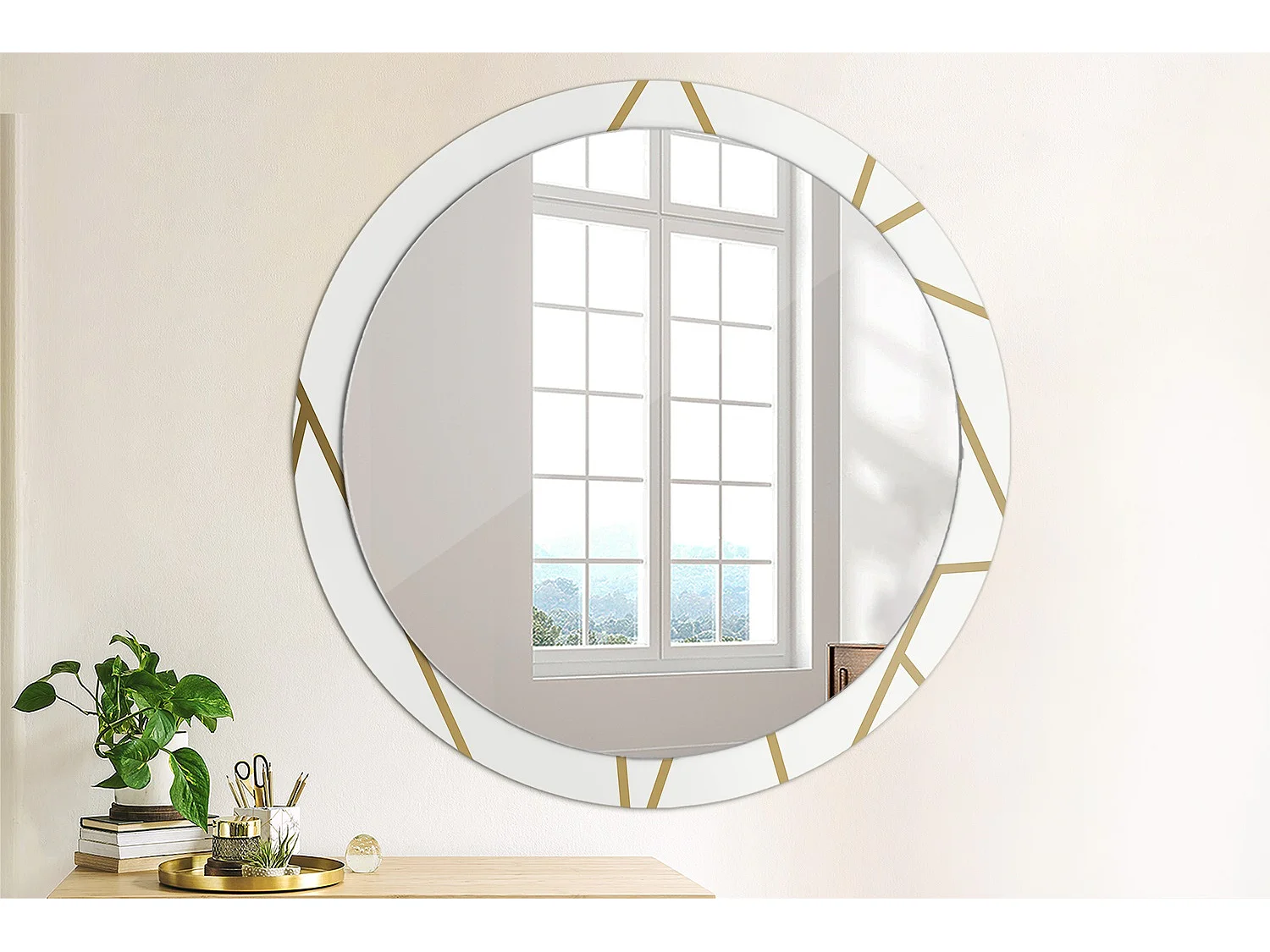 Runder dekorativer Spiegel - Lineare Komposition - 100 cm