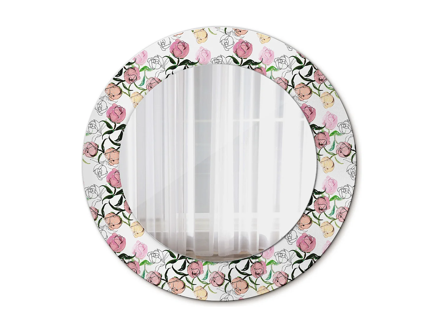 Miroir rond décoratif - Bourgeons de Pivoine - 50 cm