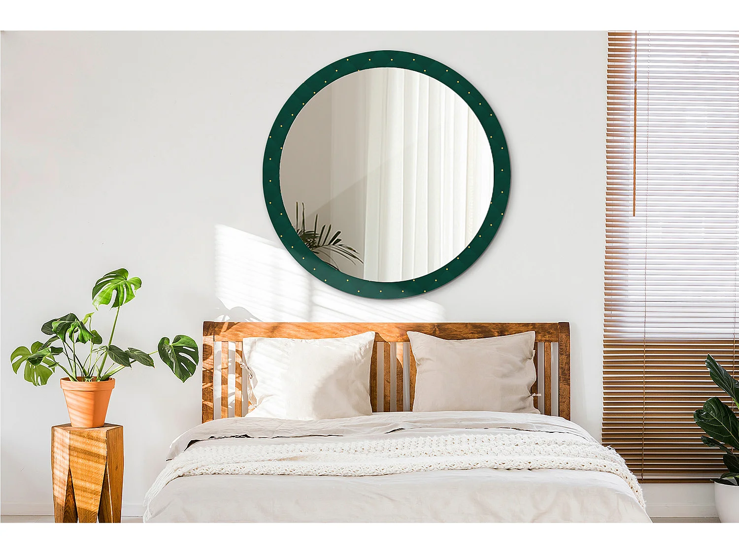 Decoratieve ronde spiegel - gewatteerd ontwerp - 100 cm