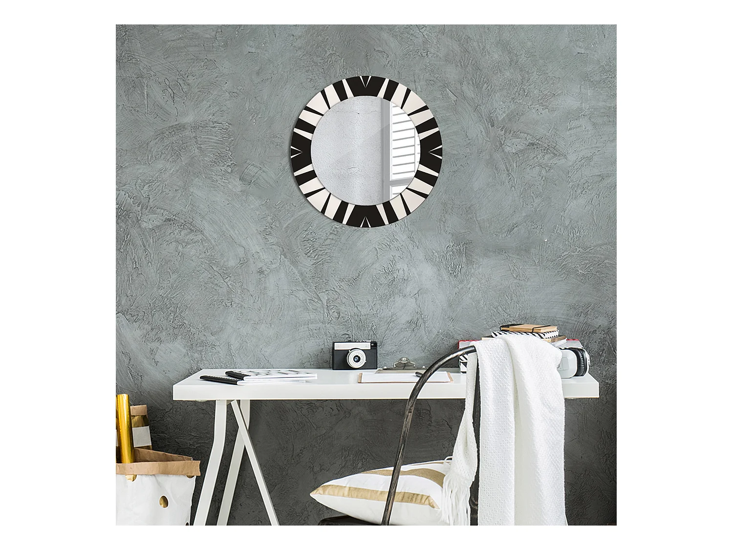 Miroir rond décoratif - Géométrie abstraite - 50 cm