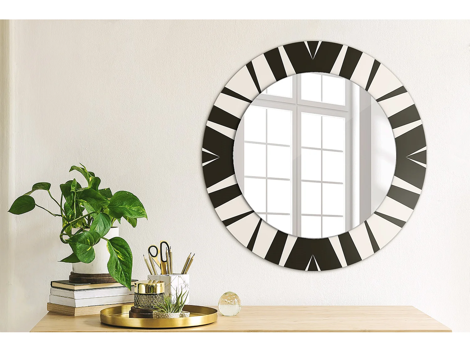 Miroir rond décoratif - Géométrie abstraite - 50 cm