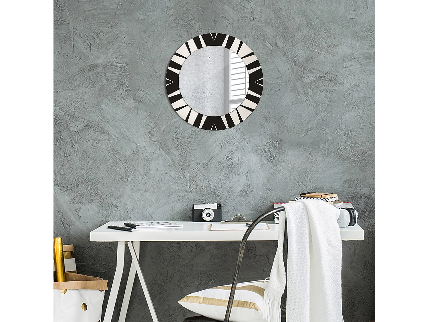 Miroir rond décoratif - Géométrie abstraite - 50 cm