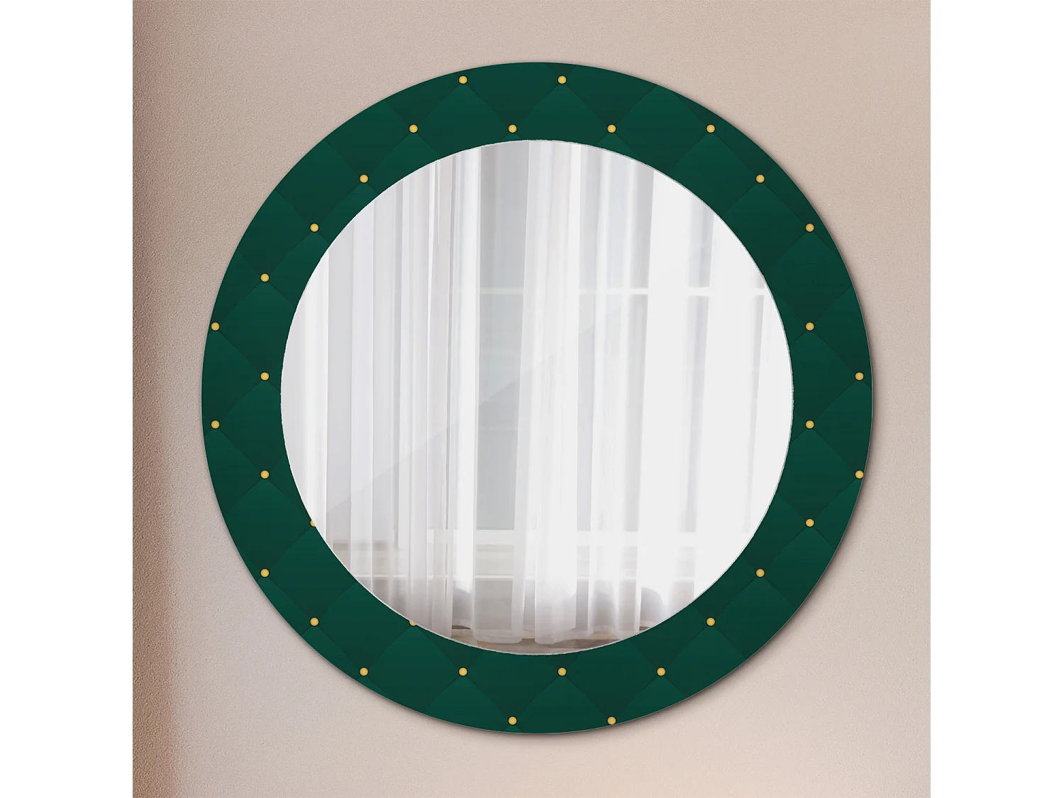 Miroir rond décoratif - Motif matelassé - 70 cm