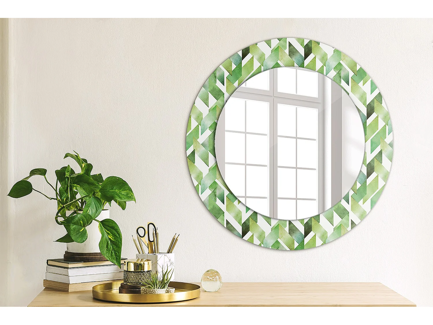 Dekorativer runder Spiegel – Chevrons – 50 cm