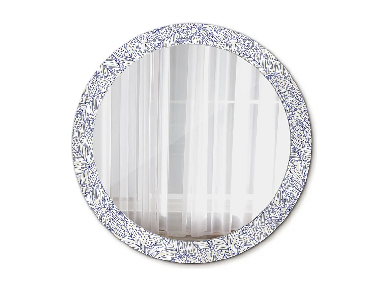 Miroir rond décoratif - Contour palmier tropical - 80 cm
