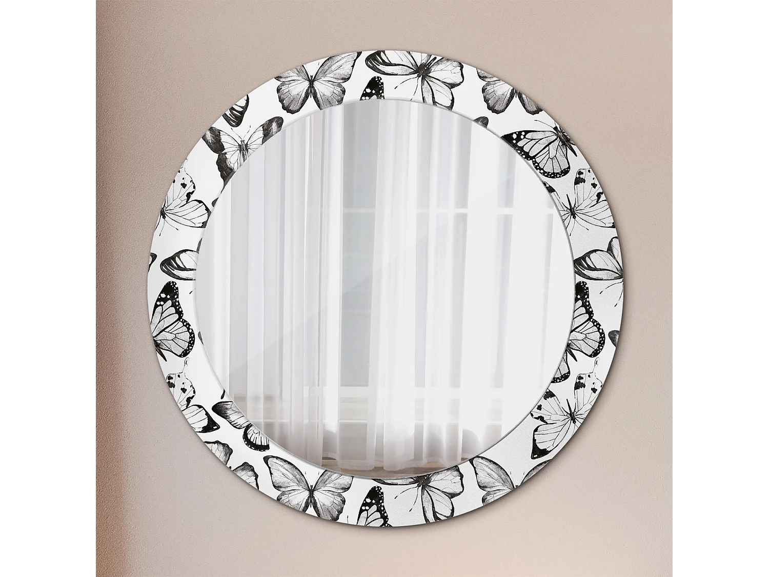 Miroir rond décoratif - Bois - 70 cm