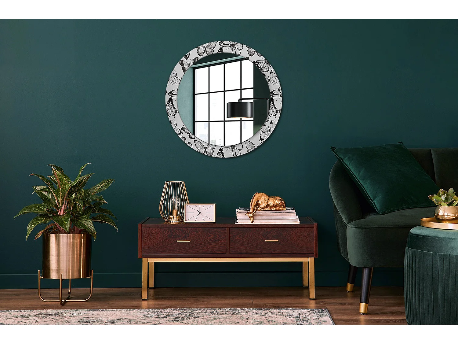 Miroir rond décoratif - Bois - 70 cm