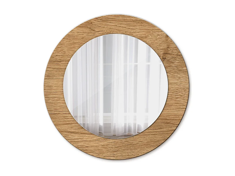 Dekorativer runder Spiegel - Holzstruktur - 50 cm