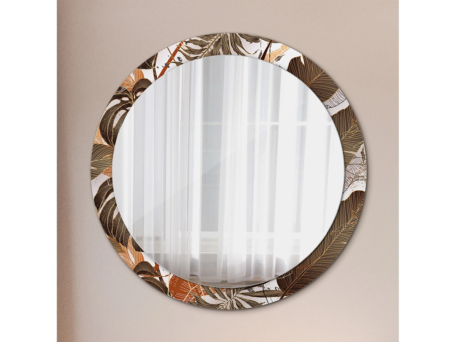 Dekorativer runder Spiegel - Palmblätter - 90 cm